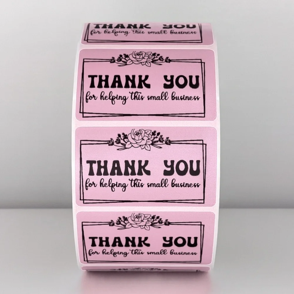 Thank You Small Business Stickers | Mint Green Floral Packaging Labels